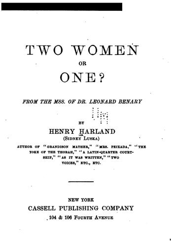 Two Women or One? From the Mss. of Dr. Leonard Benary