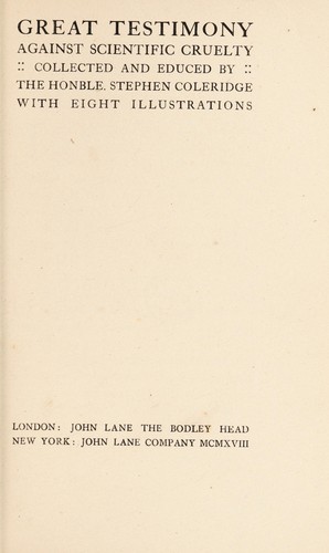 Great Testimony against Scientific Cruelty