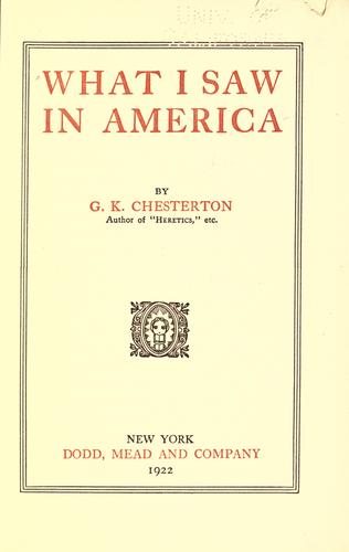 What I Saw in America