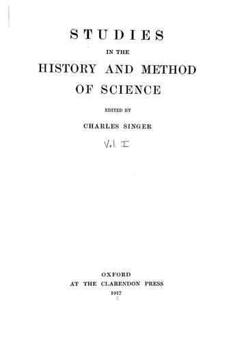 Studies in the History and Method of Science