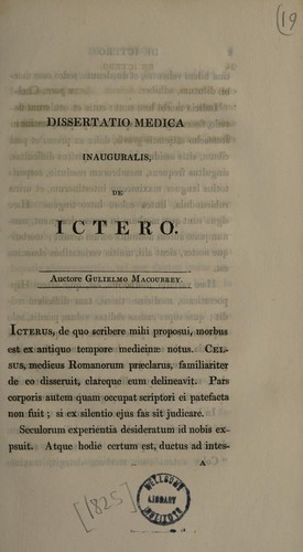 Dissertatio medica inauguralis de ictero