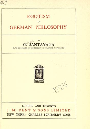 Egotism in German Philosophy