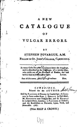 A New Catalogue of Vulgar Errors