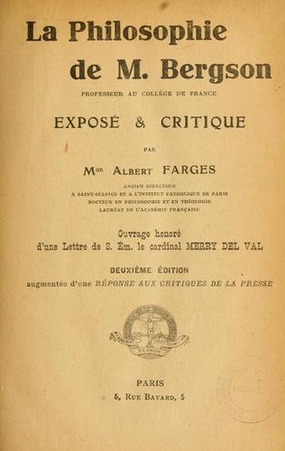 La philosophie de M. Bergson