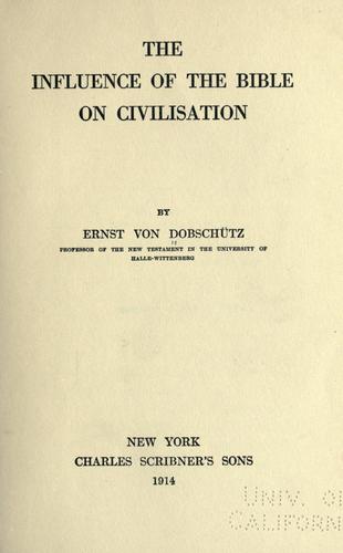 The Influence of the Bible on Civilisation