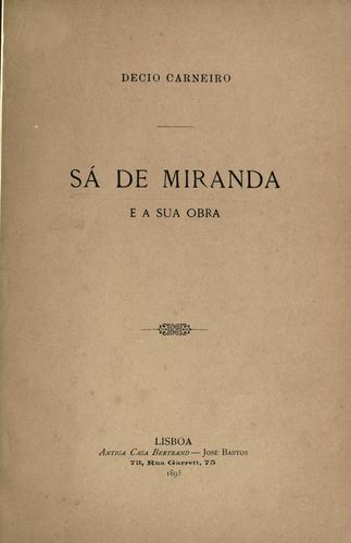 Sá de Miranda e a sua Obra