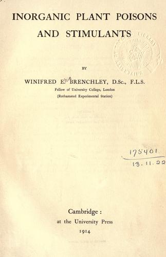 Inorganic Plant Poisons and Stimulants