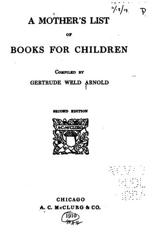 A Mother's List of Books for Children