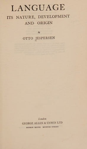 Language: Its Nature, Development and Origin