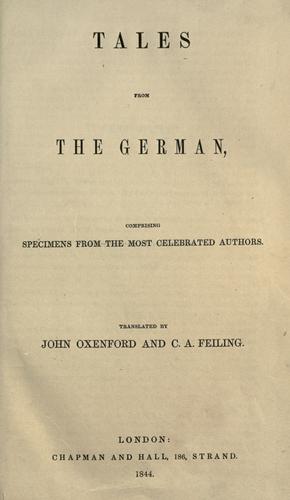 Tales from the German, comprising specimens from the most celebrated authors