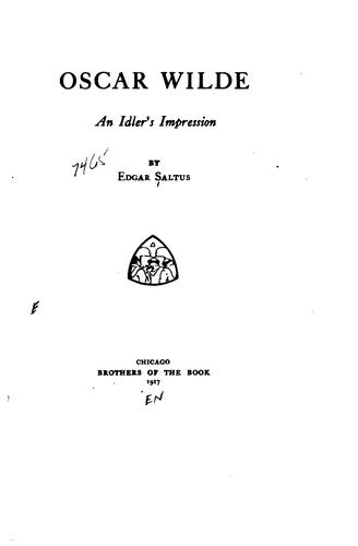 Oscar Wilde: An Idler's Impression