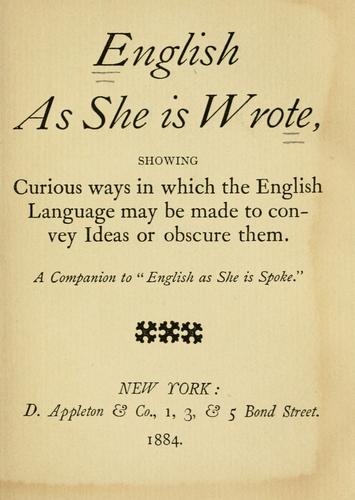 English as She is Wrote