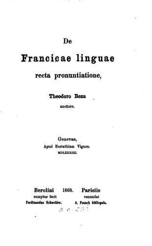 De francicae linguae recta pronuntiatione