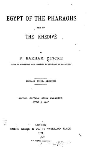 Egypt of the Pharaohs and of the Khedivé