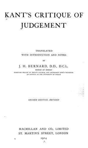 Kant's Critique of Judgement