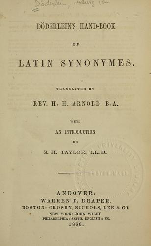 Döderlein's Hand-book of Latin Synonymes