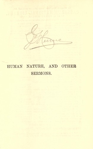 Human Nature, and Other Sermons