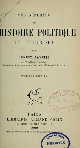 Vue générale de l'histoire politique de l'Europe