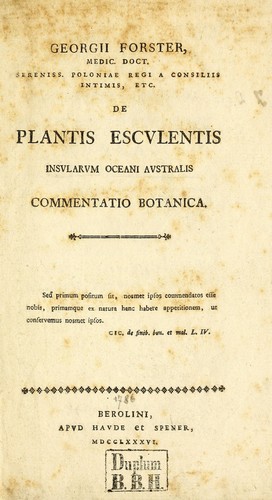 De Plantis Esculentis Insularum Oceani Australis Commentatio Botanica