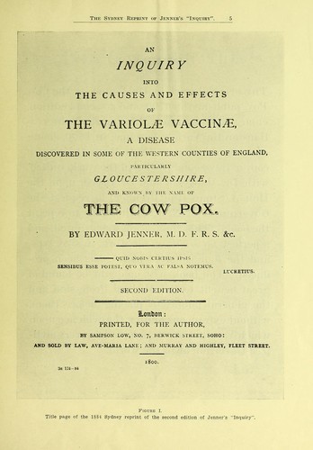 An Inquiry into the Causes and Effects of the Variolae Vaccinae