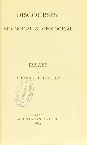 Discourses: Biological & Geological
 Essays
