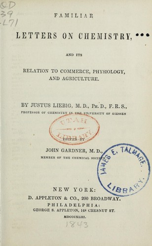 Familiar Letters on Chemistry, and Its Relation to Commerce, Physiology, and Agriculture
