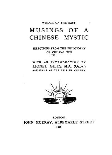 Musings of a Chinese Mystic: Selections from the Philosophy of Chuang Tzu